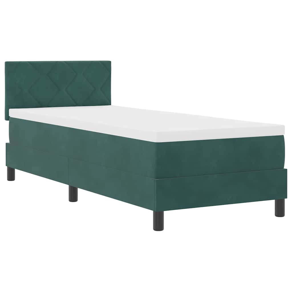 Lit à ressorts avec tête de lit Vert foncé 80 x 200 cm Velours - XIOS