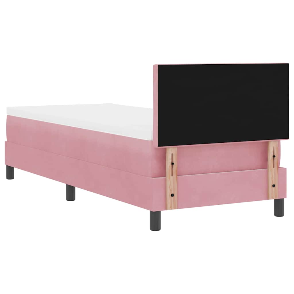 Lit à ressorts avec tête de lit Rose 80 x 200 cm Velours
