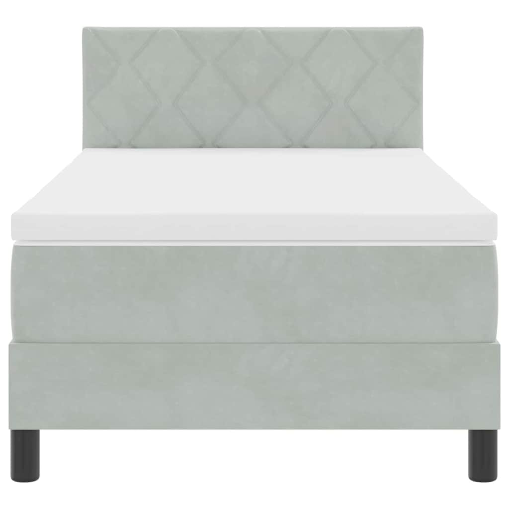 Lit à ressorts avec matelas Gris clair 90 x 190 cm tissu - XIOS