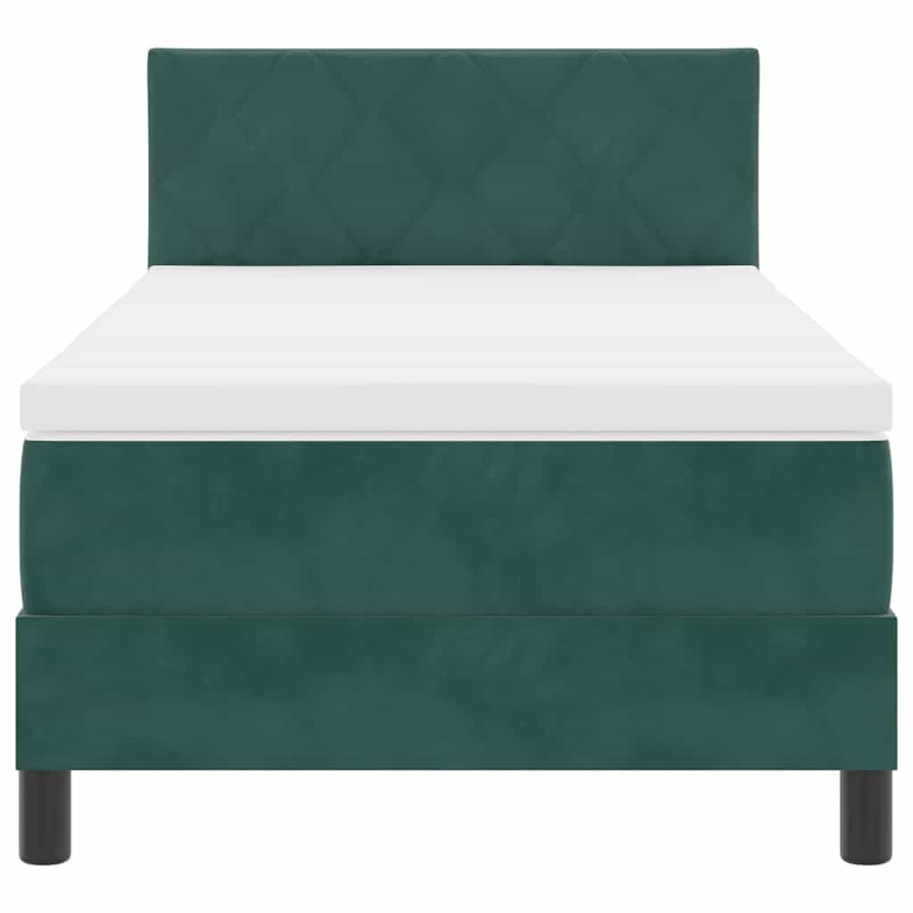 Lit à ressorts avec tête de lit Vert foncé 90 x 190 cm Velours - XIOS