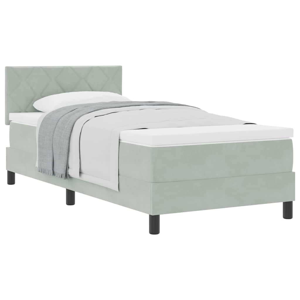 Lit à ressorts avec matelas Gris clair 90 x 200 cm tissu - XIOS