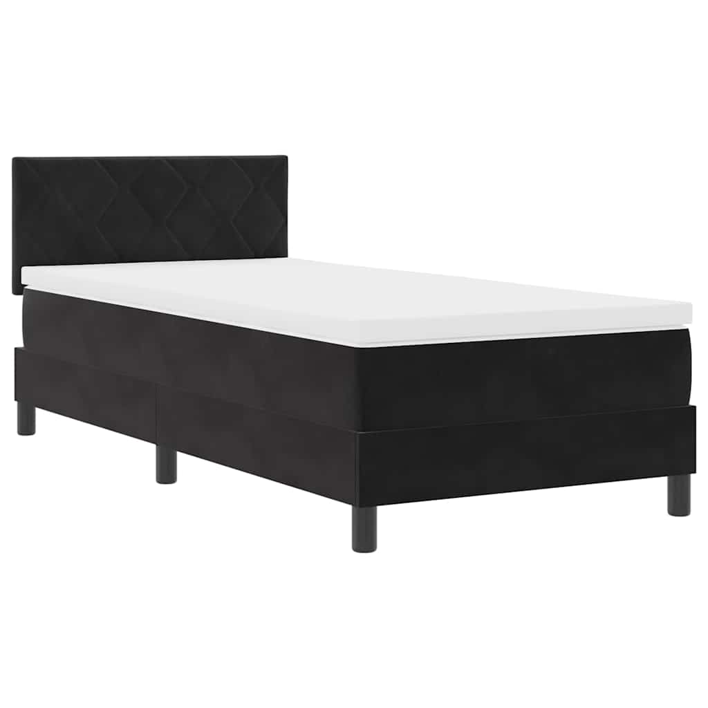 Lit à ressorts avec matelas avec matelas Noir 90 x 200 cm tissu - XIOS