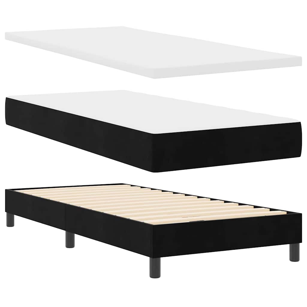 Lit à ressorts avec matelas avec matelas Noir 90 x 200 cm tissu - XIOS