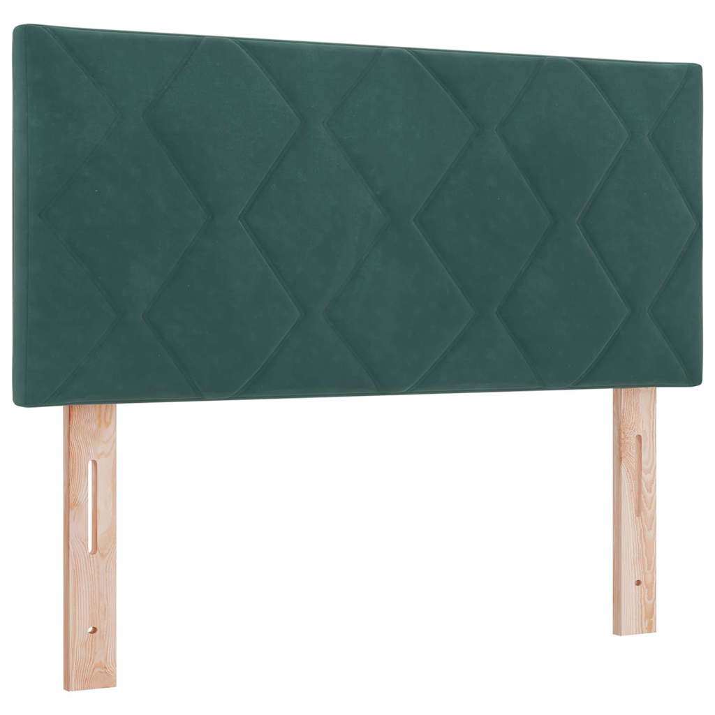 Lit à ressorts avec tête de lit Vert foncé 90 x 200 cm Velours - XIOS