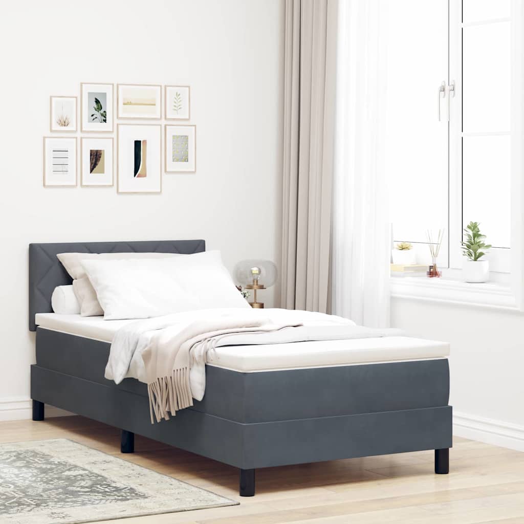 Lit à ressorts avec matelas Gris foncé 100 x 200 cm Velours - XIOS