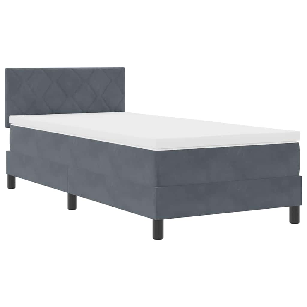 Lit à ressorts avec matelas Gris foncé 100 x 200 cm Velours - XIOS