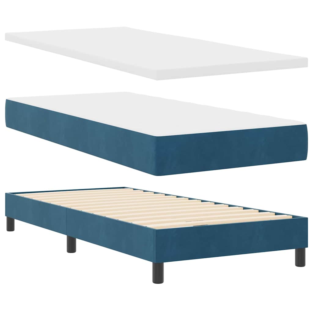 Lit à ressorts avec tête de lit Bleu foncé 100 x 200 cm Velours - XIOS