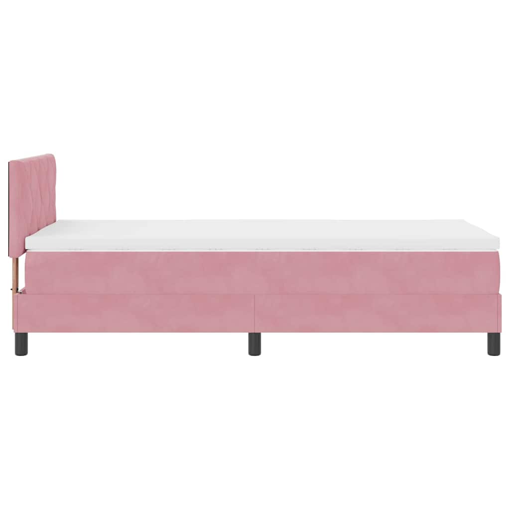 Lit à ressorts avec tête de lit Rose 100 x 200 cm Velours