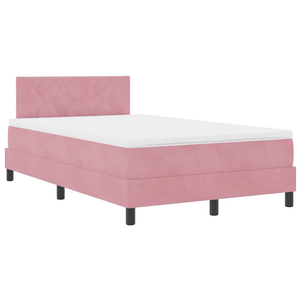 Lit à ressorts avec tête de lit Rose 120 x 190 cm Velours