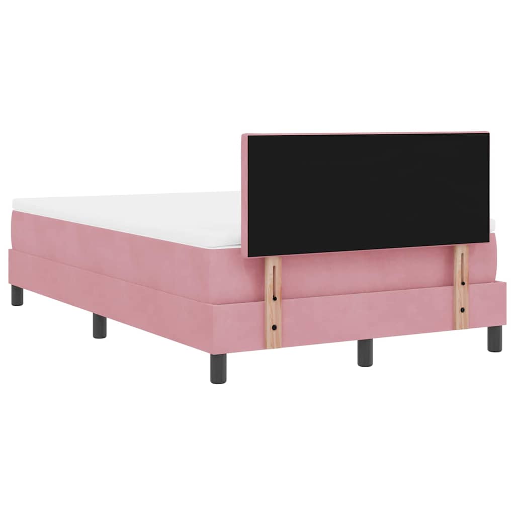 Lit à ressorts avec tête de lit Rose 120 x 190 cm Velours
