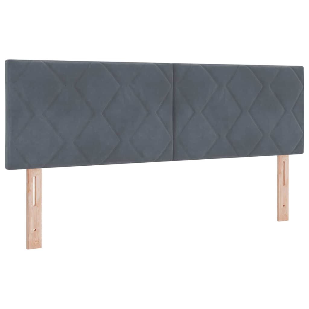 Lit à ressorts avec tête de lit Gris foncé 140 x 200 cm Velours