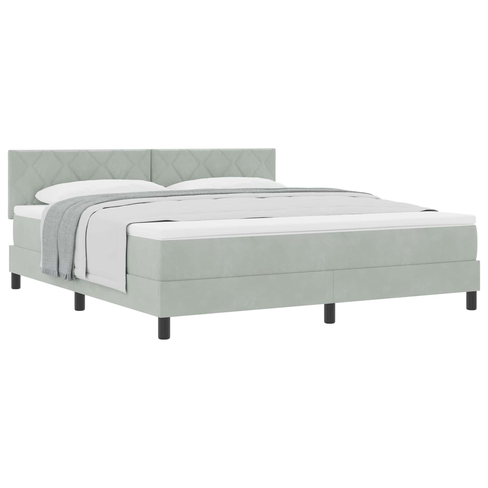 Lit à ressorts avec matelas Gris clair 180 x 200 cm Velours - XIOS