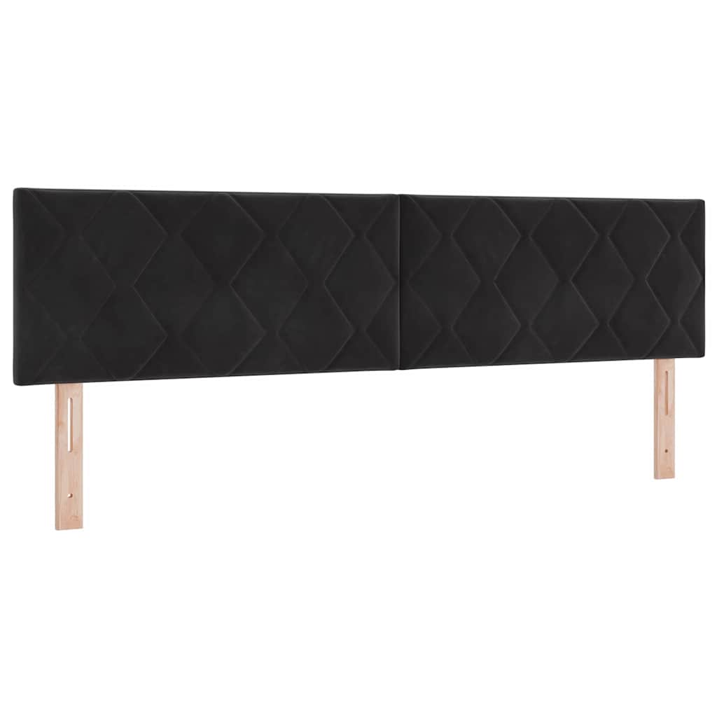 Lit à ressorts avec tête de lit Noir 180 x 200 cm Velours