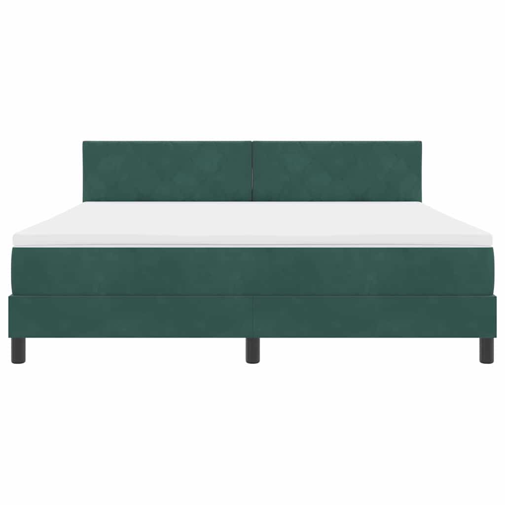 Lit à ressorts avec tête de lit Vert foncé 180 x 200 cm Velours