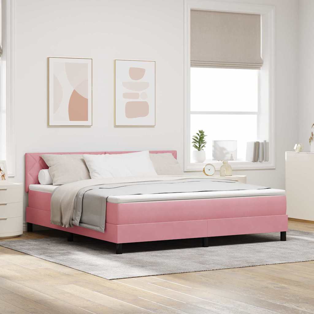 Lit à ressorts avec tête de lit Rose 180 x 200 cm Velours - XIOS