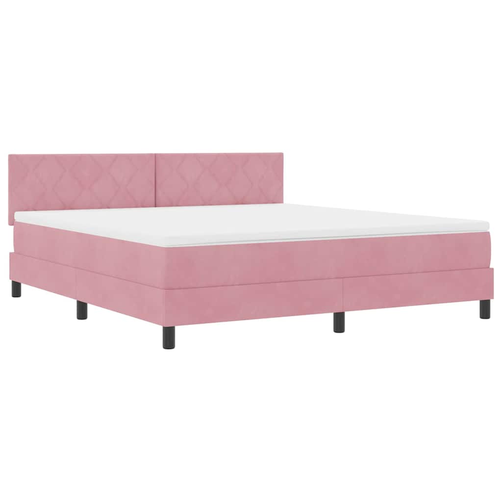 Lit à ressorts avec tête de lit Rose 180 x 200 cm Velours - XIOS