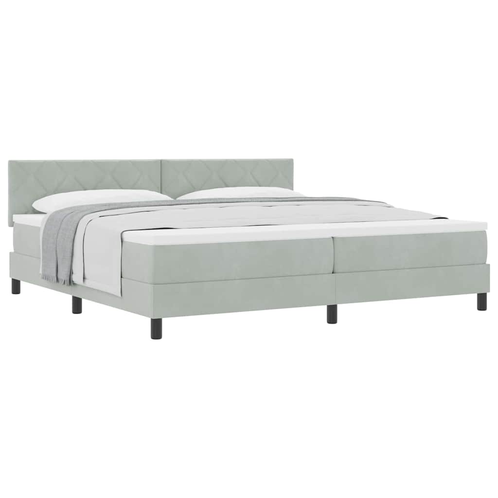 Lit à ressorts avec matelas Gris clair 200 x 200 cm tissu - XIOS