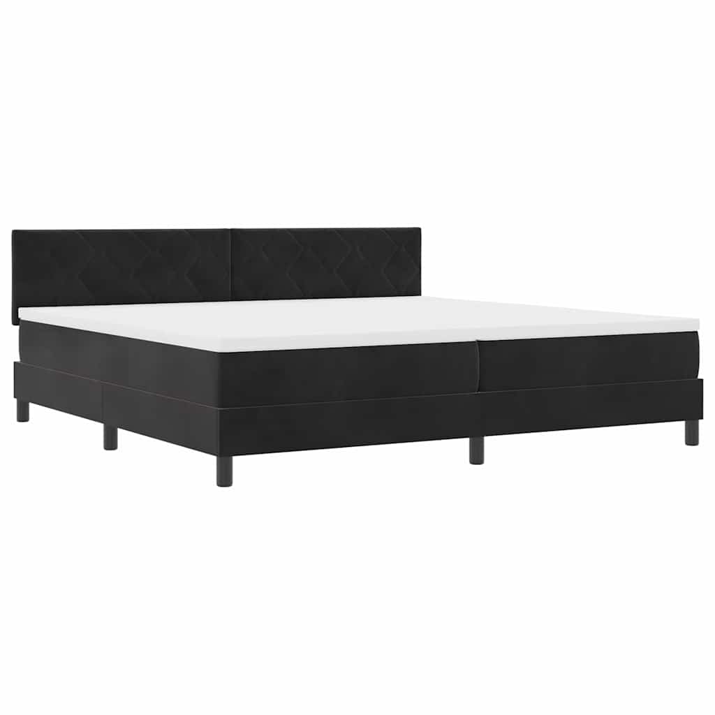 Lit à ressorts avec matelas Noir 200 x 200 cm Velours - XIOS