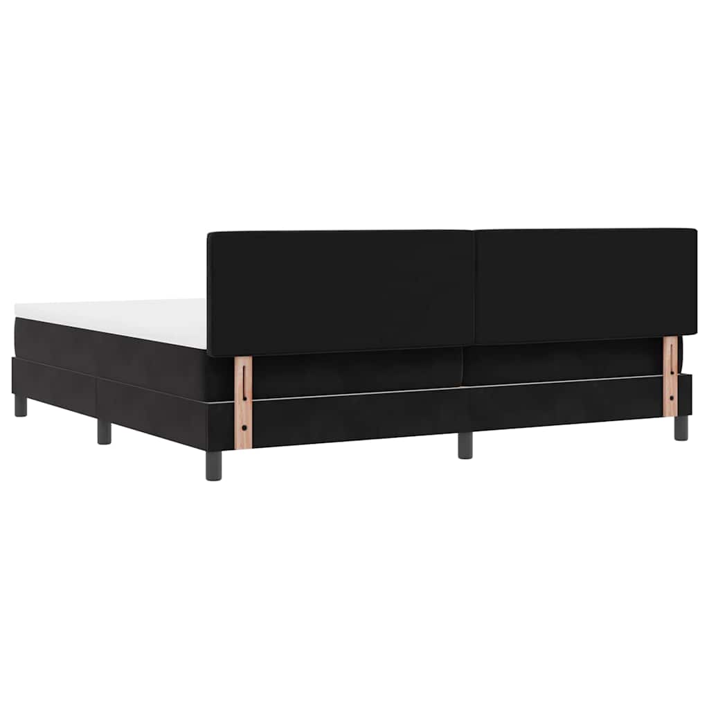 Lit à ressorts avec matelas Noir 200 x 200 cm Velours - XIOS