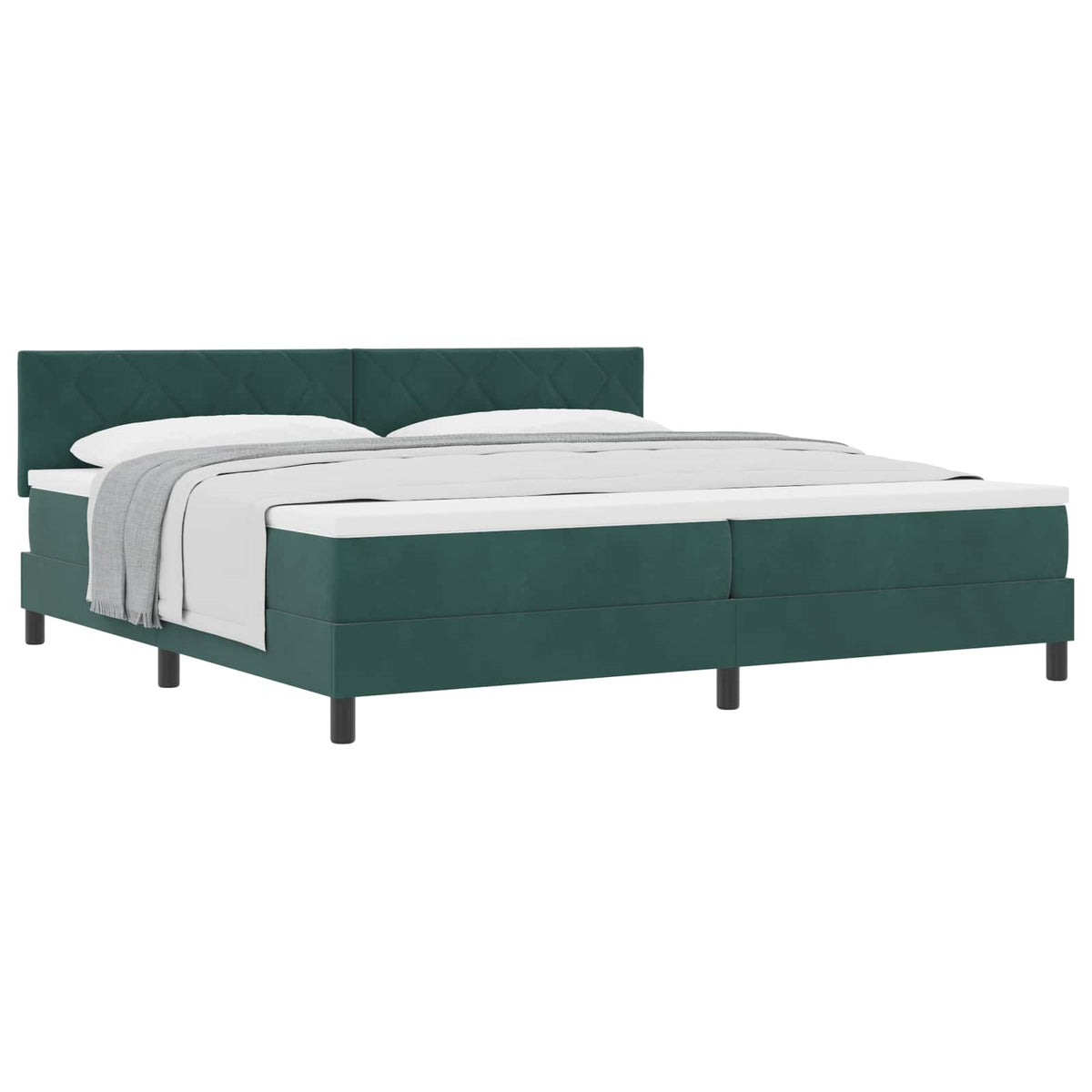 Lit à ressorts avec tête de lit Vert foncé 200 x 200 cm Velours