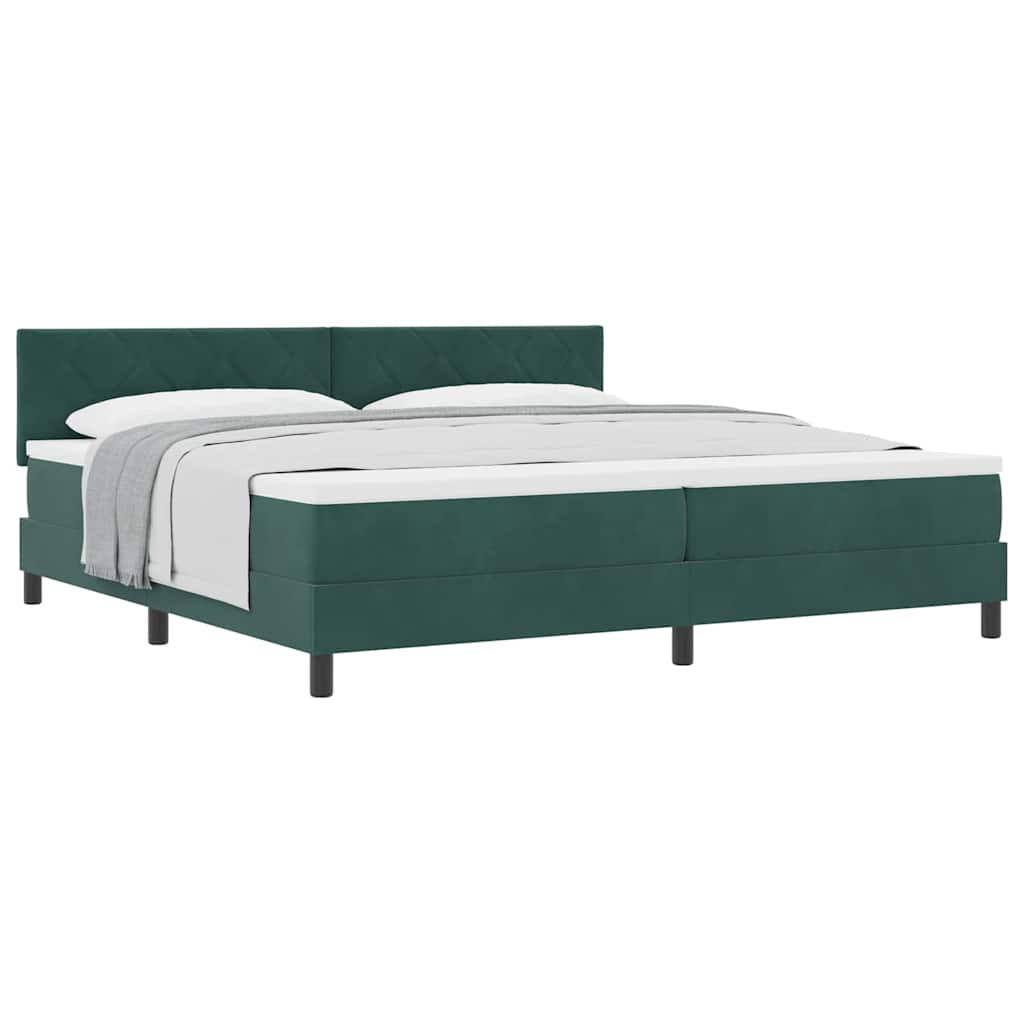 Lit à ressorts avec matelas Vert foncé 200 x 200 cm tissu - XIOS