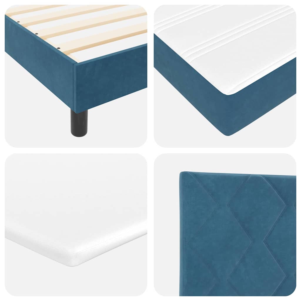 Lit à ressorts avec matelas Bleu foncé 200 x 200 cm tissu - XIOS