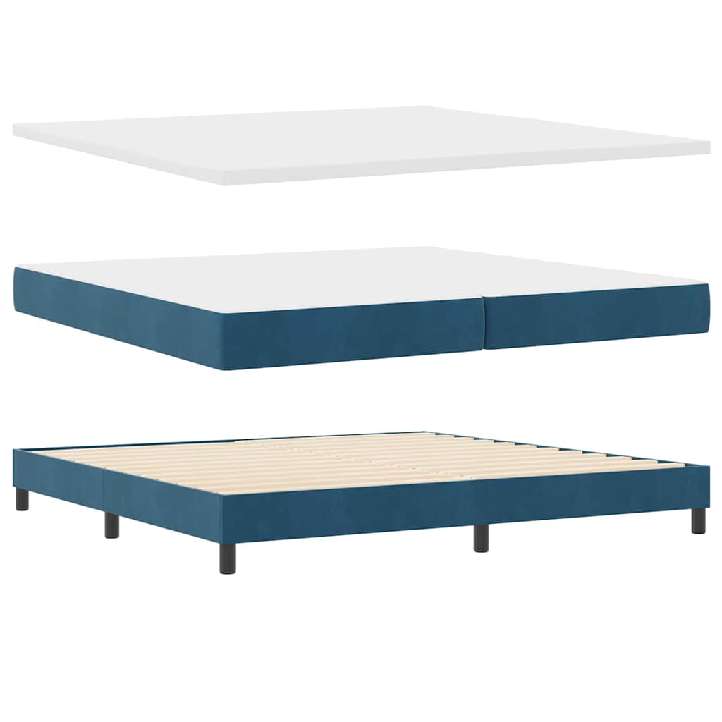 Lit à ressorts avec matelas Bleu foncé 200 x 200 cm tissu - XIOS