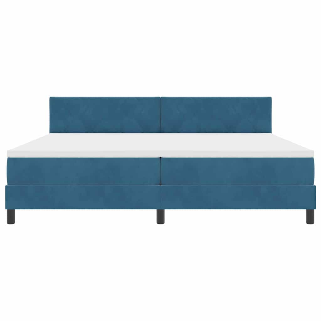 Lit à ressorts avec matelas Bleu foncé 200 x 200 cm tissu - XIOS