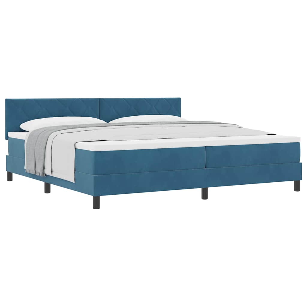 Lit à ressorts avec matelas Bleu foncé 200 x 200 cm tissu - XIOS