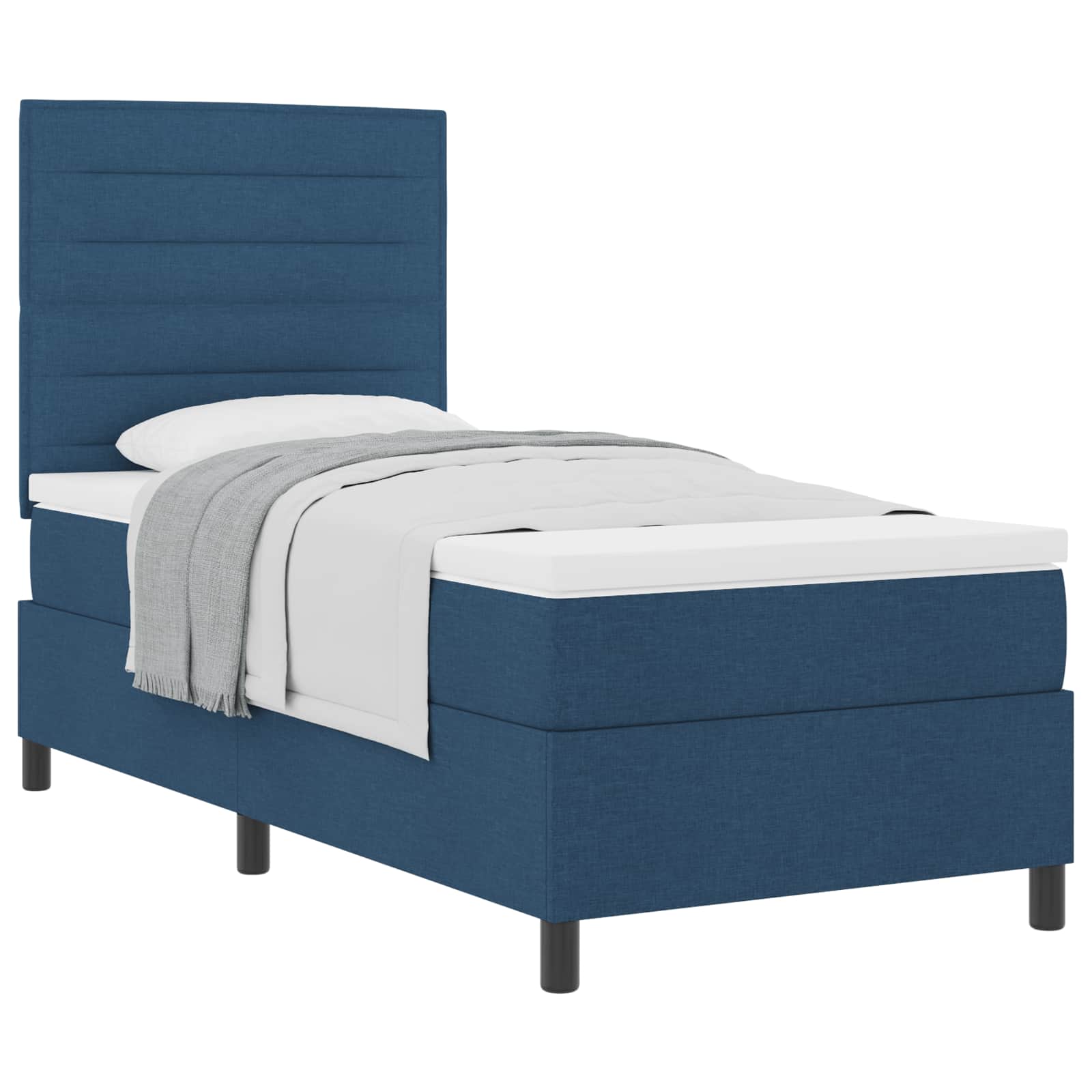 Lit à ressorts avec matelas Bleu 90 x 190 cm tissu - XIOS