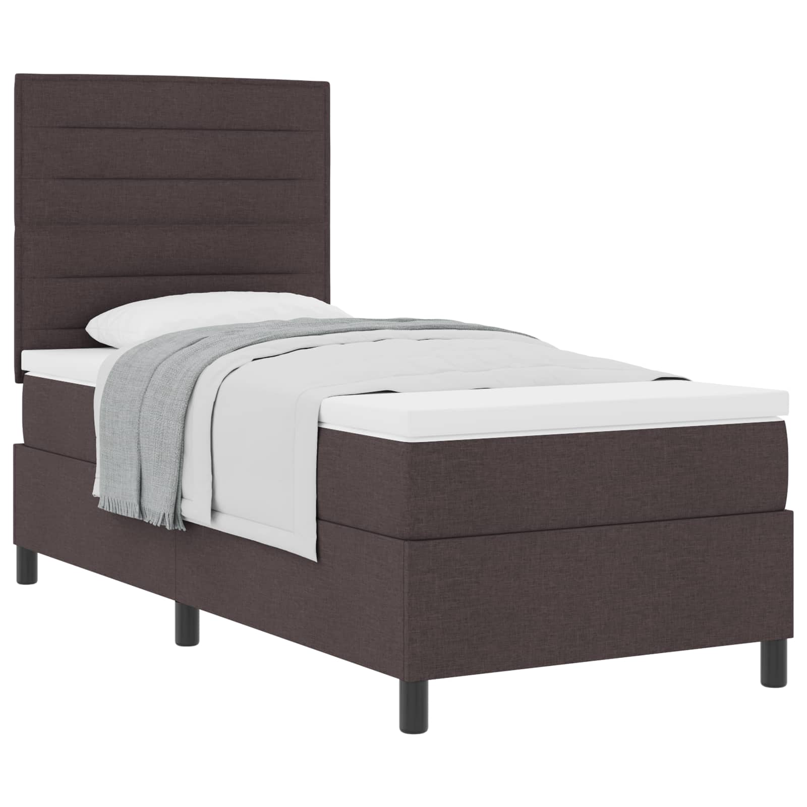 Lit à ressorts avec matelas Marron foncé 90 x 200 cm tissu - XIOS