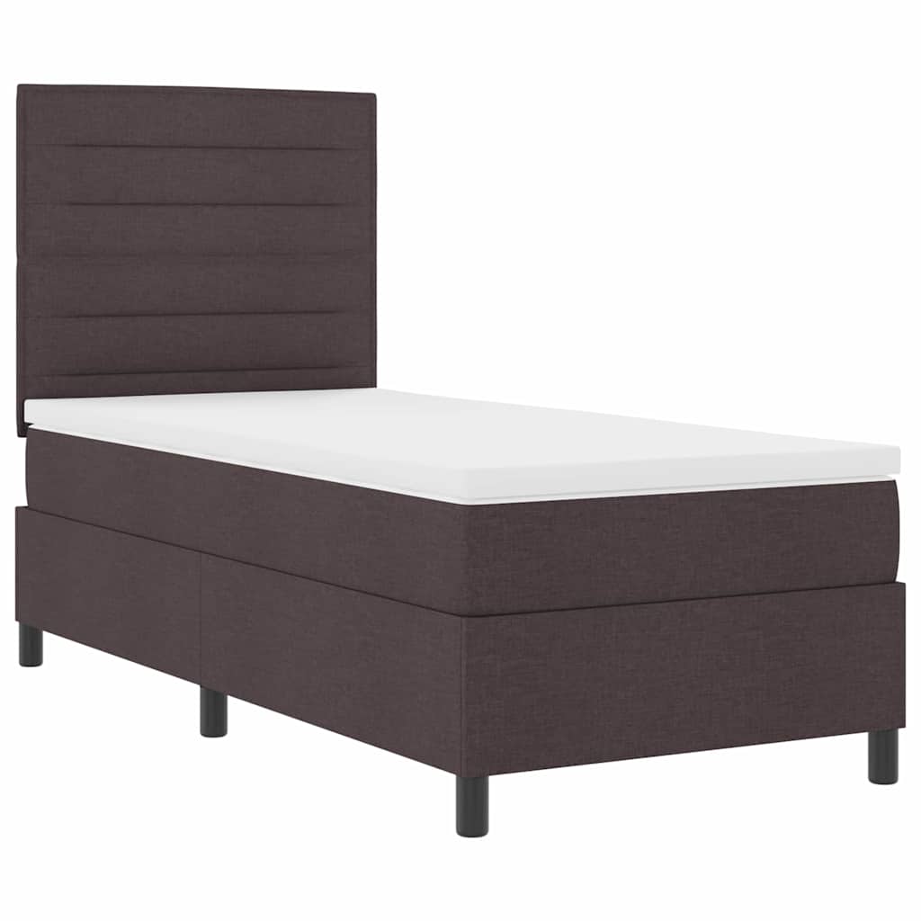 Lit à ressorts avec matelas Marron foncé 90 x 200 cm tissu - XIOS