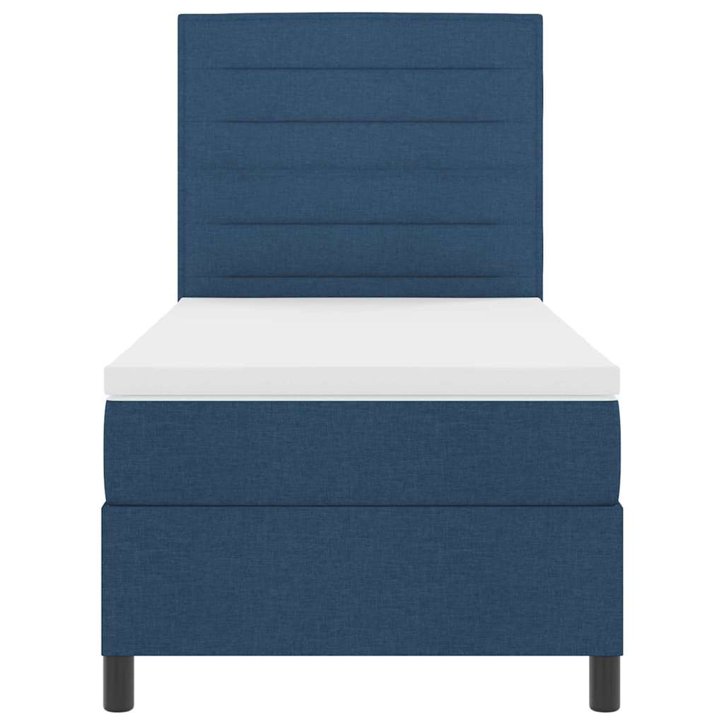 Lit à ressorts avec matelas Bleu 90 x 200 cm tissu - XIOS
