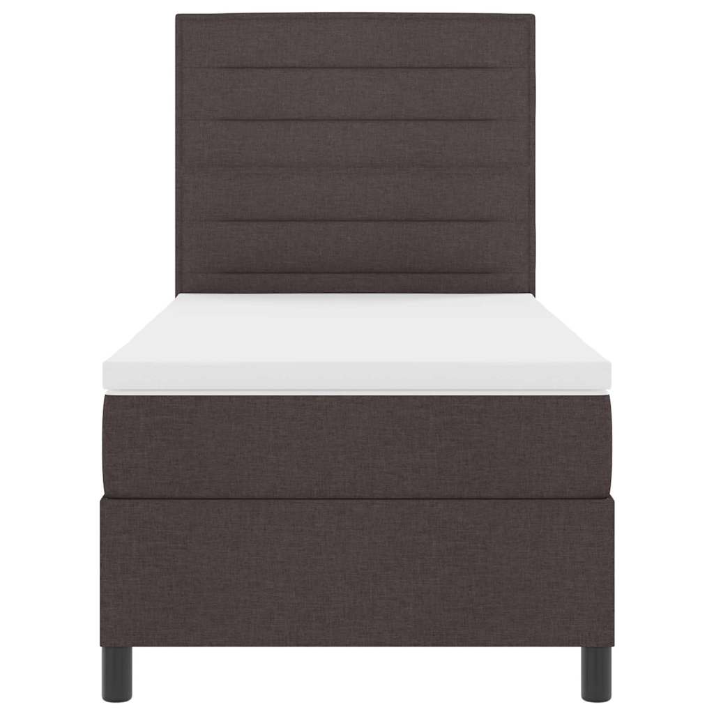 Lit à ressorts avec matelas Marron foncé 100 x 200 cm tissu - XIOS