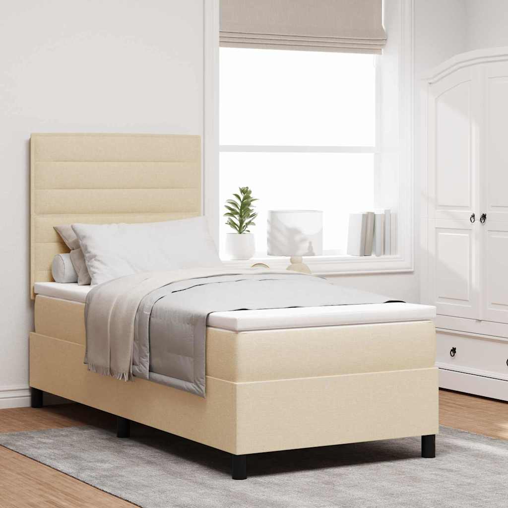 Lit à ressorts avec matelas Crème 100 x 200 cm tissu - XIOS