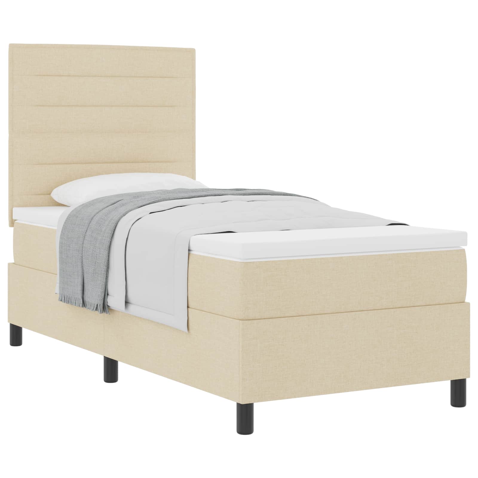 Lit à ressorts avec matelas Crème 100 x 200 cm tissu - XIOS