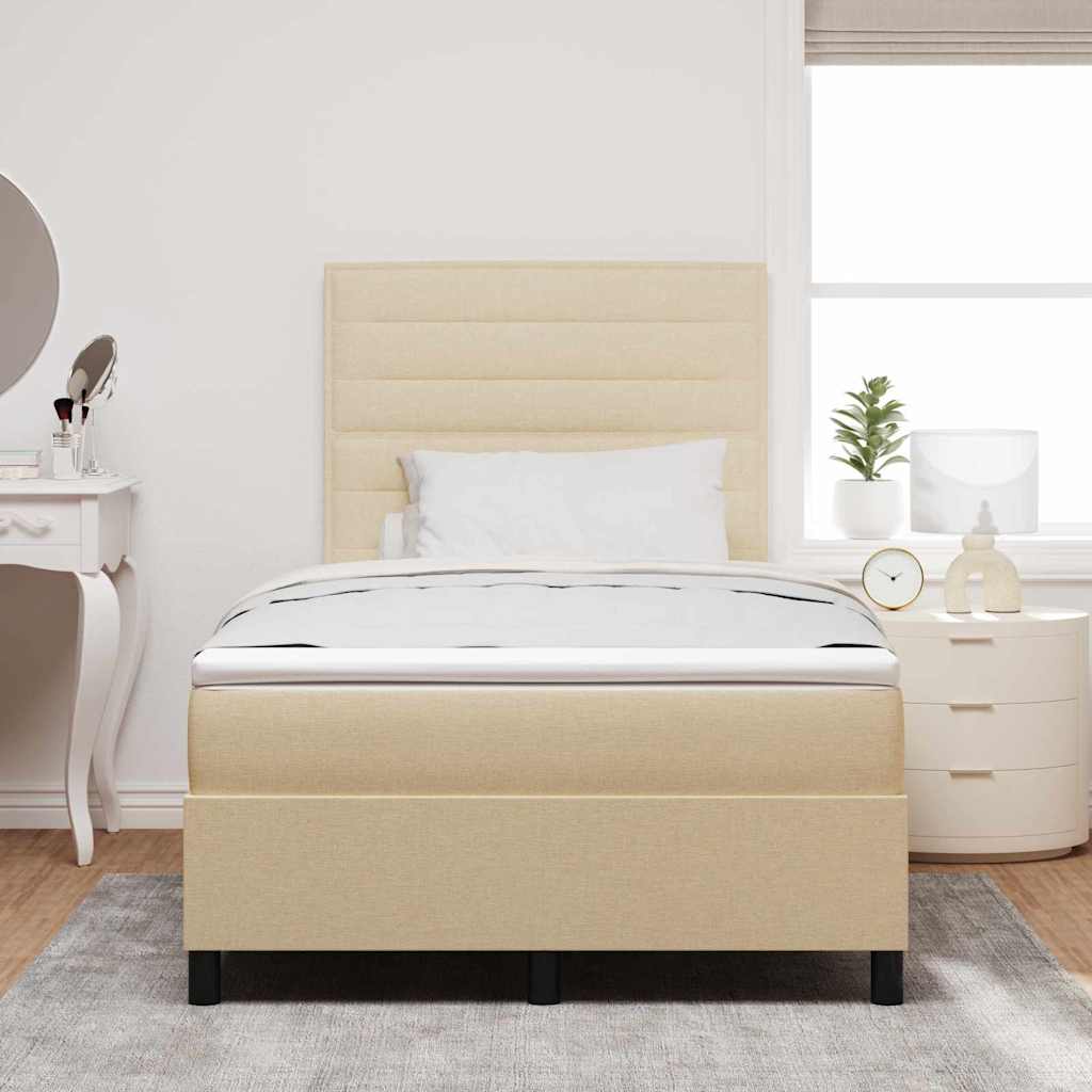 Lit à ressorts avec matelas Crème 120 x 190 cm tissu - XIOS
