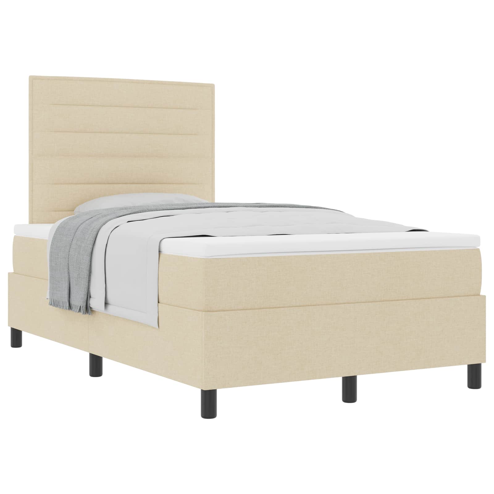 Lit à ressorts avec matelas Crème 120 x 190 cm tissu - XIOS