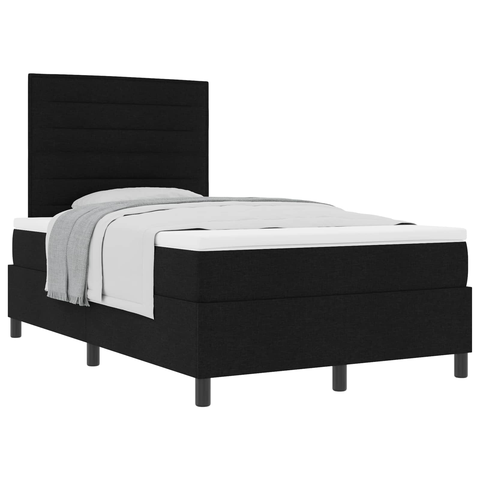 Lit à ressorts avec matelas Noir 120 x 200 cm tissu - XIOS
