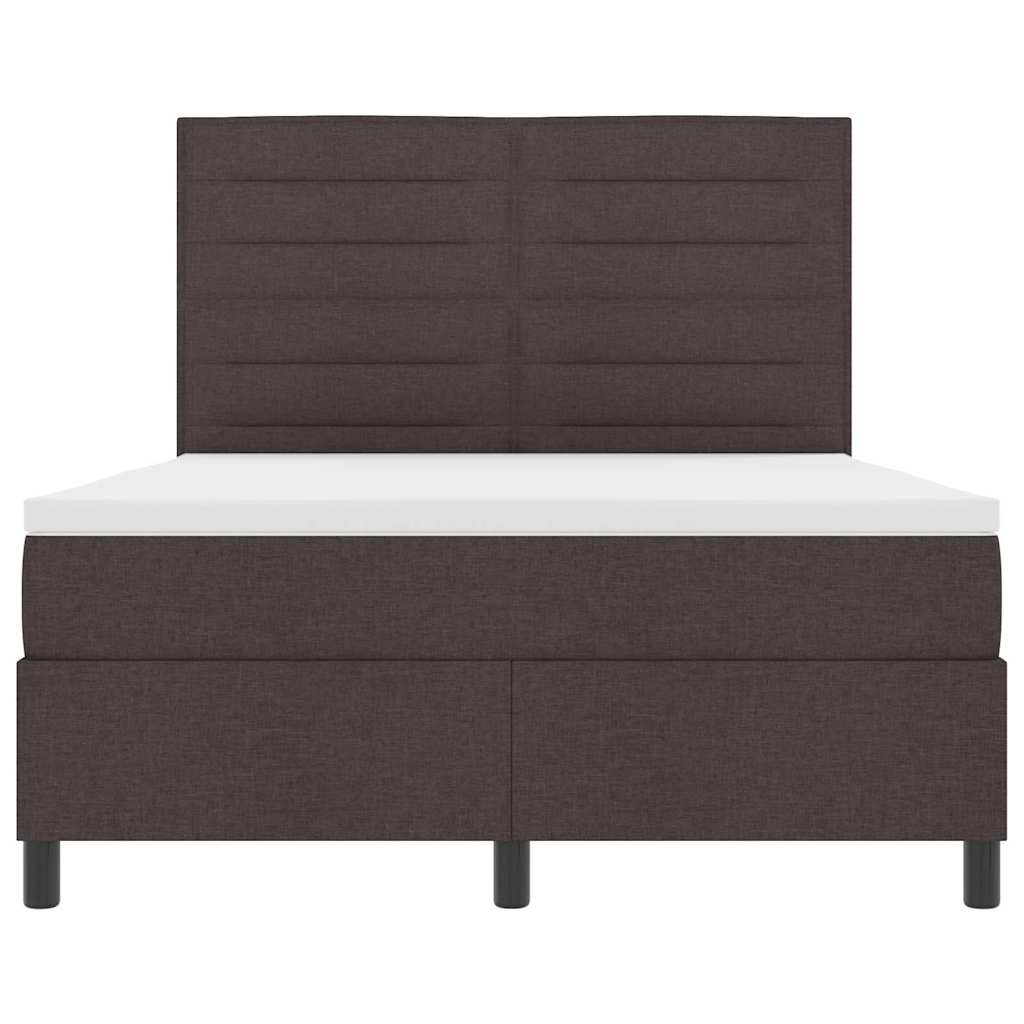 Lit à ressorts avec matelas Marron foncé 140 x 190 cm tissu