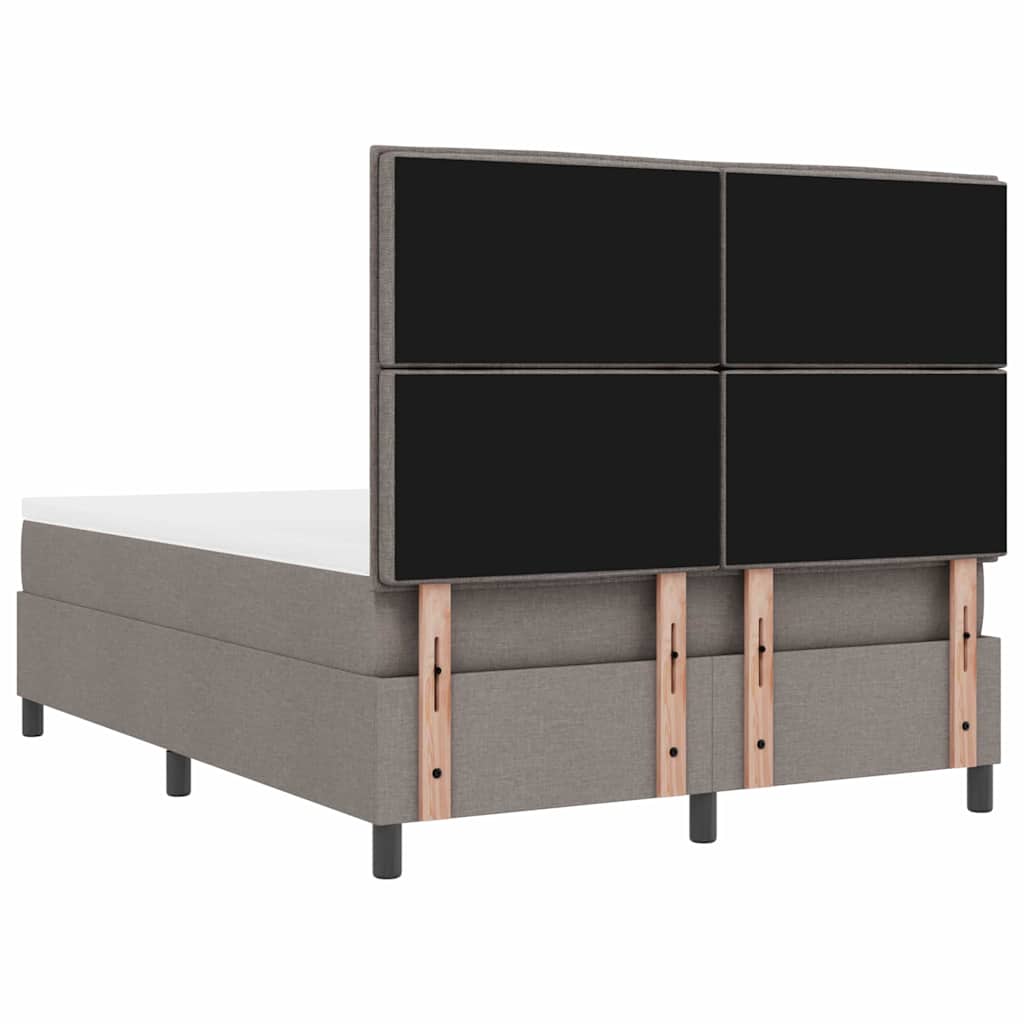 Lit à ressorts avec matelas Taupe 140 x 190 cm tissu - XIOS