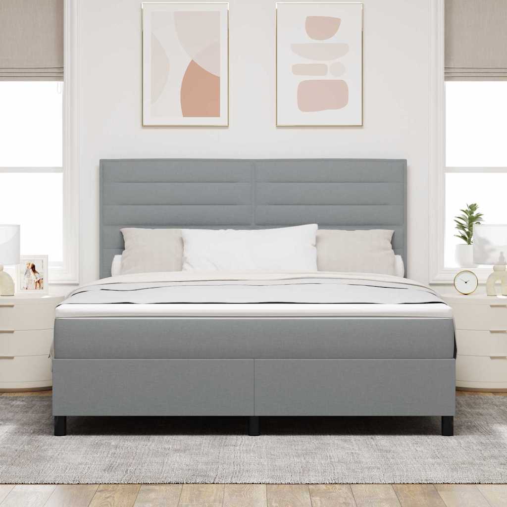 Lit à ressorts avec matelas Gris clair 180 x 200 cm tissu