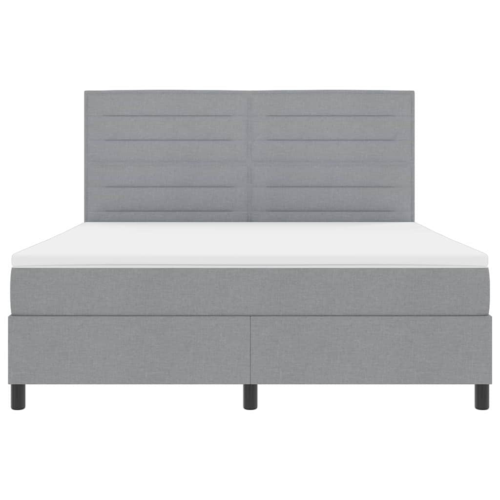 Lit à ressorts avec matelas Gris clair 180 x 200 cm tissu