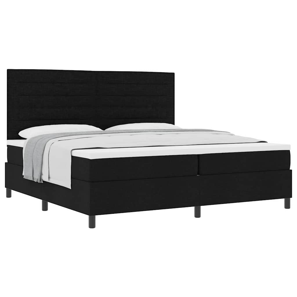 Lit à ressorts avec matelas Noir 200 x 200 cm tissu - XIOS