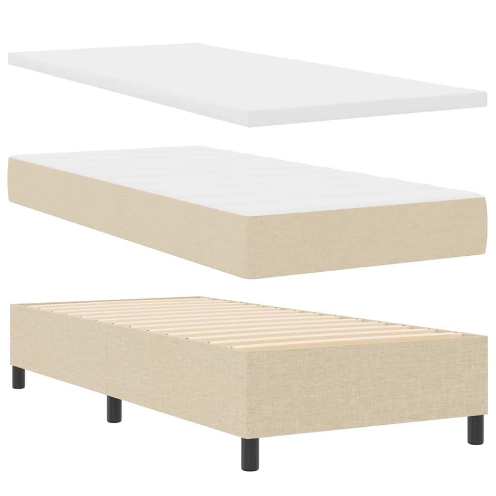 Lit à ressorts avec matelas Crème 90 x 190 cm tissu - XIOS