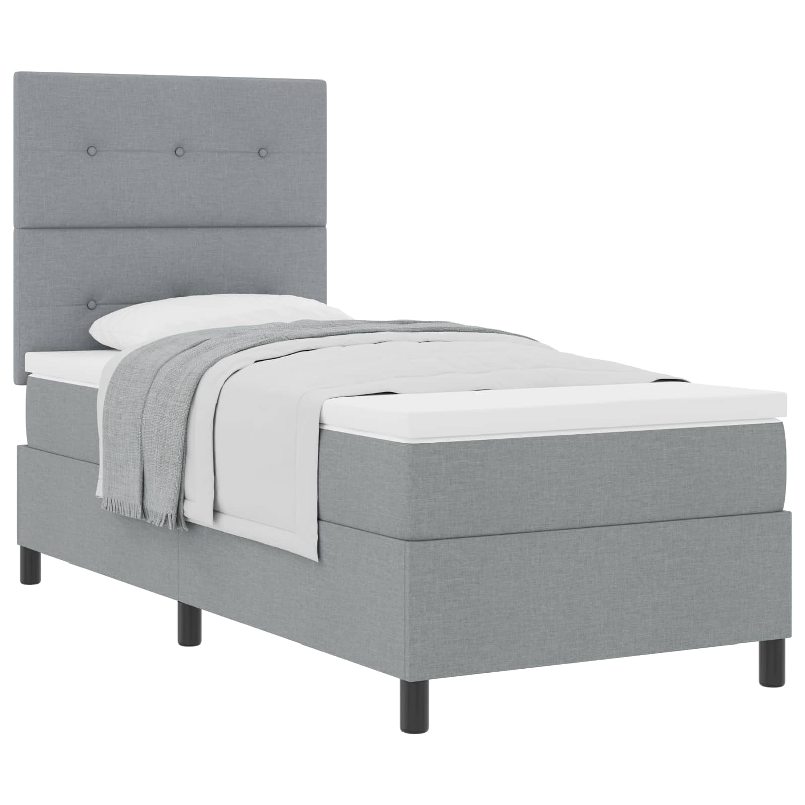 Lit à ressorts avec matelas Gris clair 90 x 200 cm tissu - XIOS