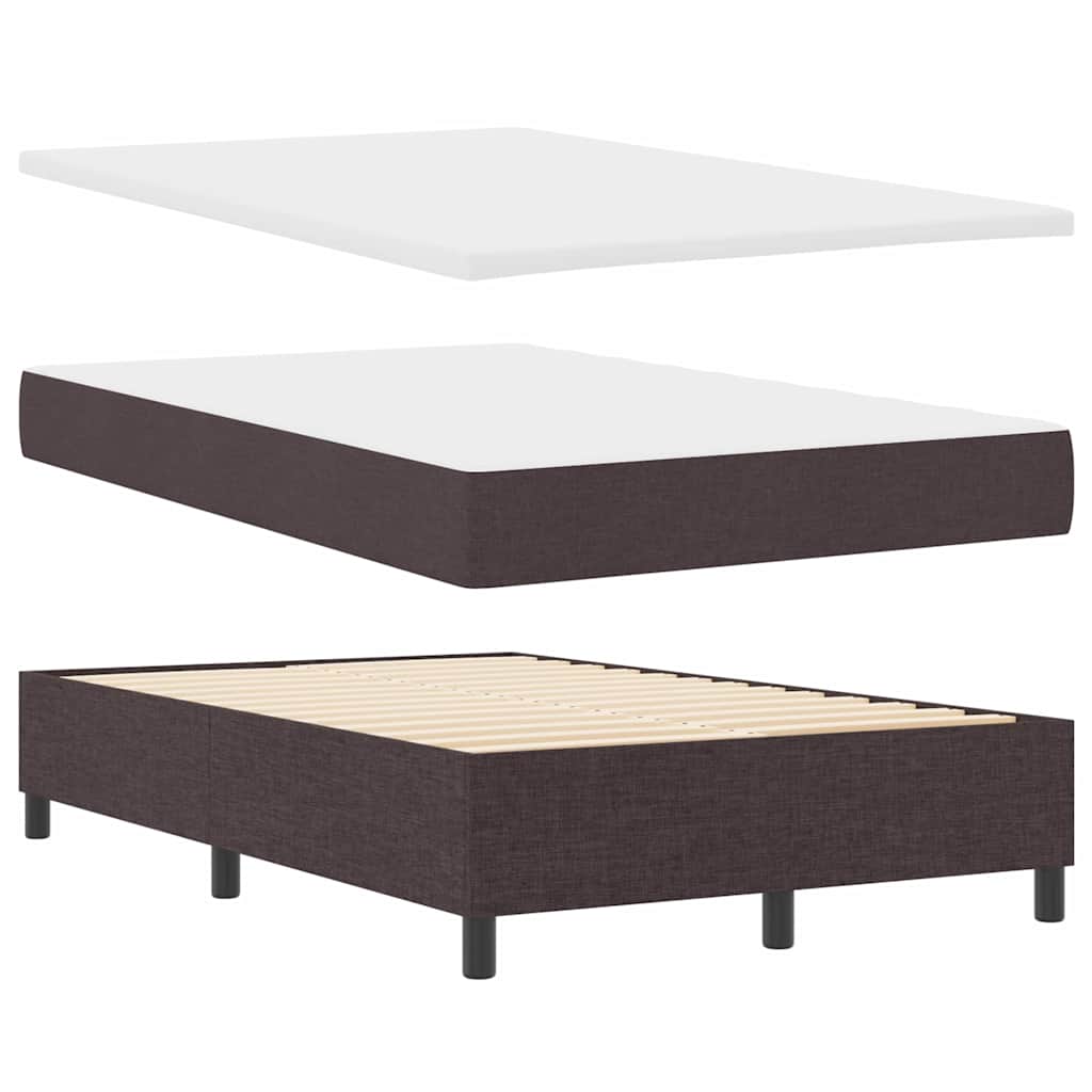 Lit à ressorts avec tête de lit Marron foncé 120 x 190 cm tissu