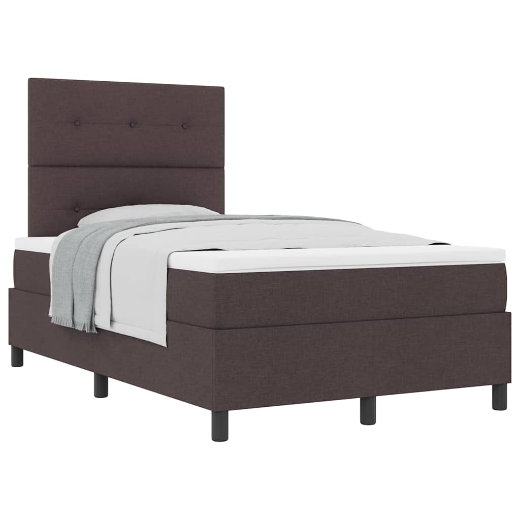 Lit à ressorts avec matelas Marron foncé 120 x 200 cm tissu - XIOS