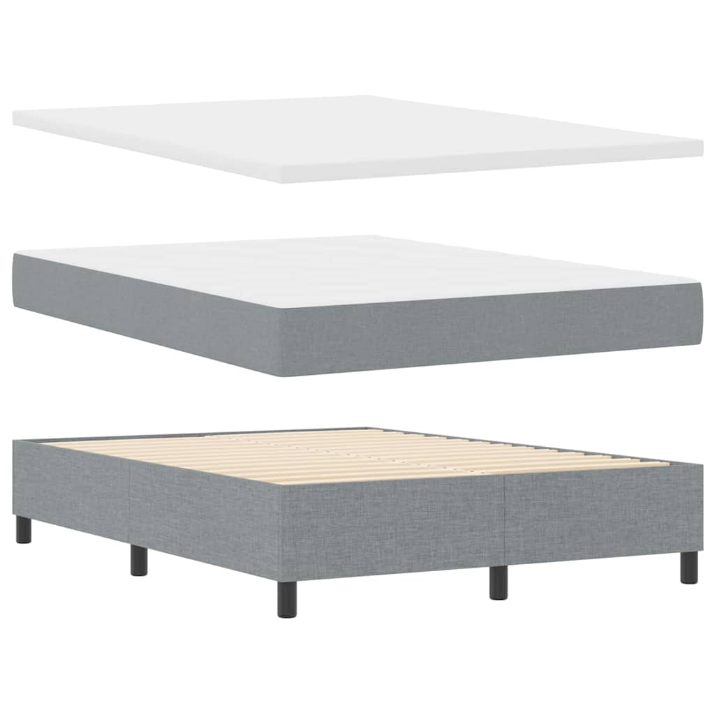 Lit à ressorts avec tête de lit Gris clair 140 x 190 cm tissu