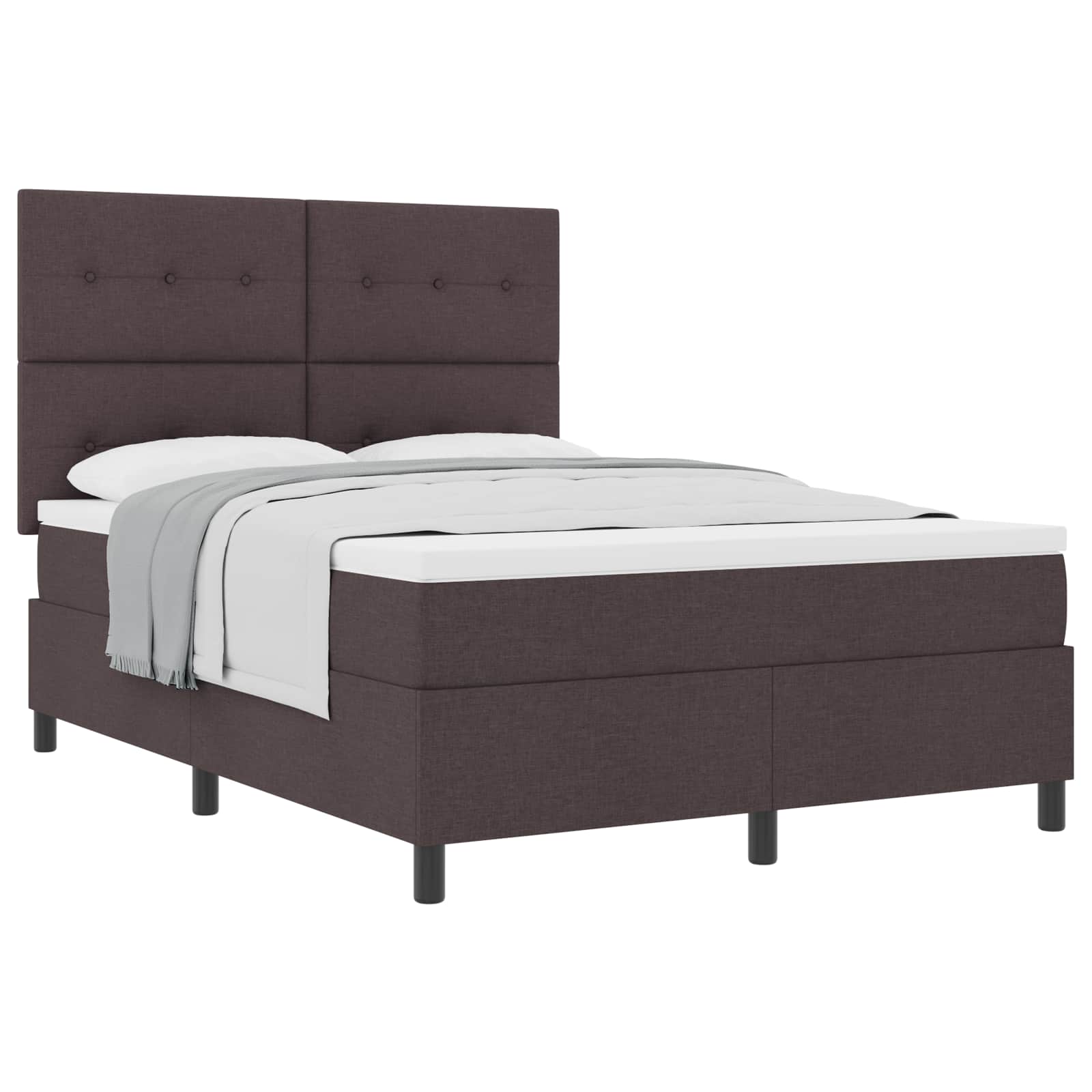 Lit à ressorts avec tête de lit Marron foncé 140 x 190 cm tissu - XIOS
